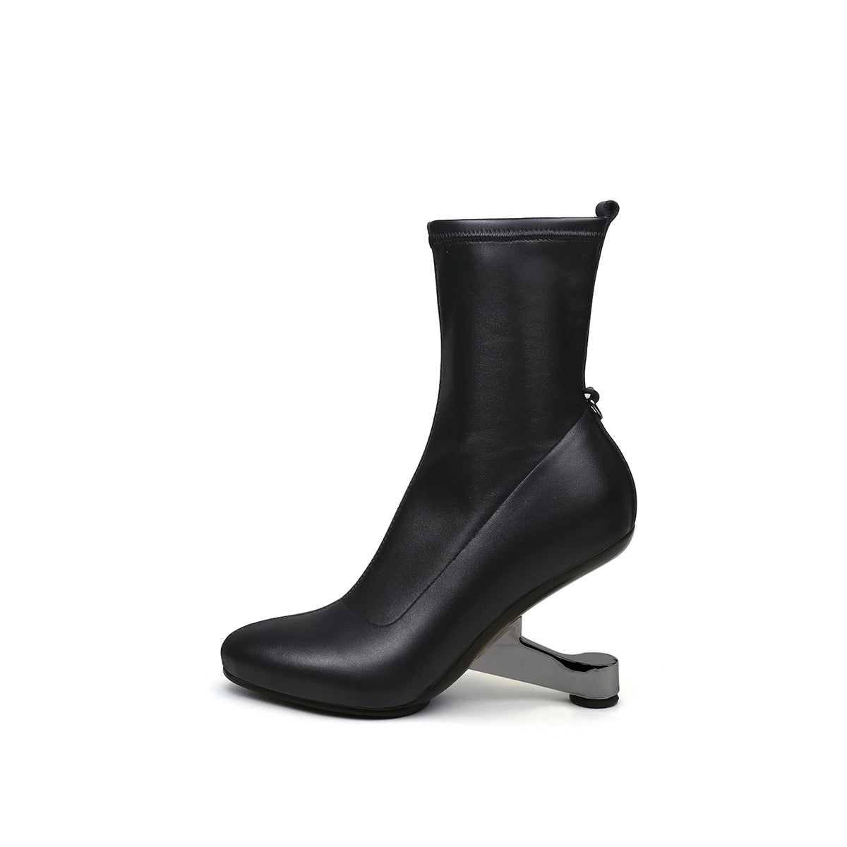 round toe classic black leather boots all black 1