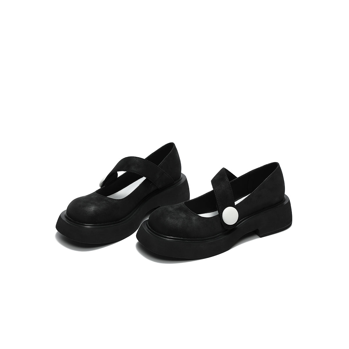 Round - Toe Low - Cut Platform Mary Jane Shoes - 0cm