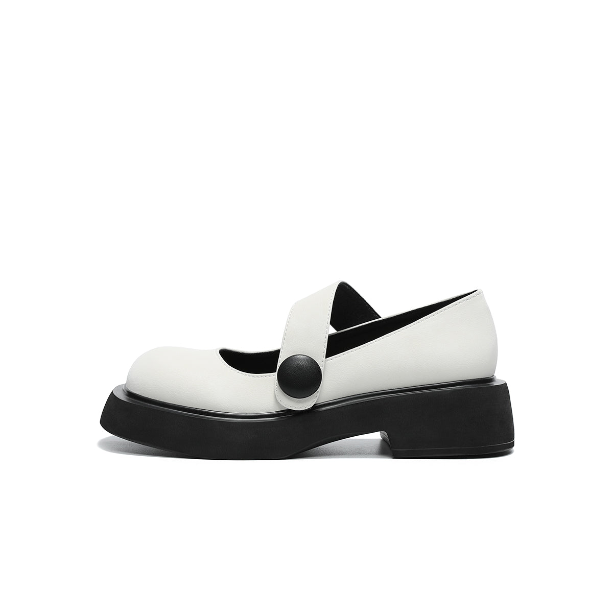 round toe low cut platform mary jane shoes all white 1