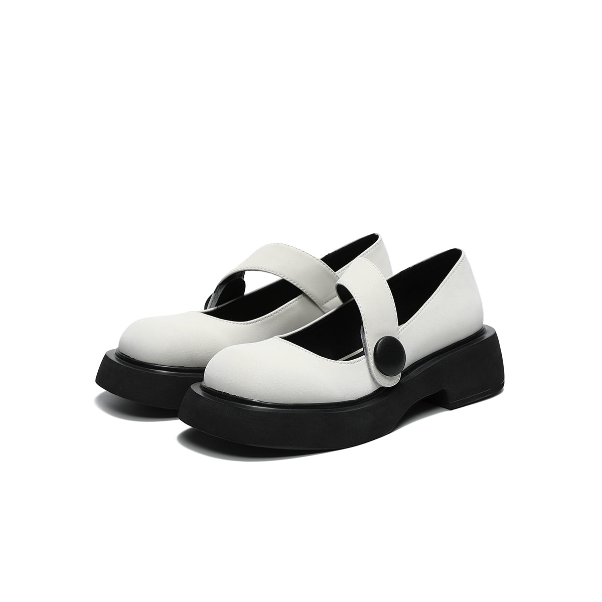 round toe low cut platform mary jane shoes all white 2