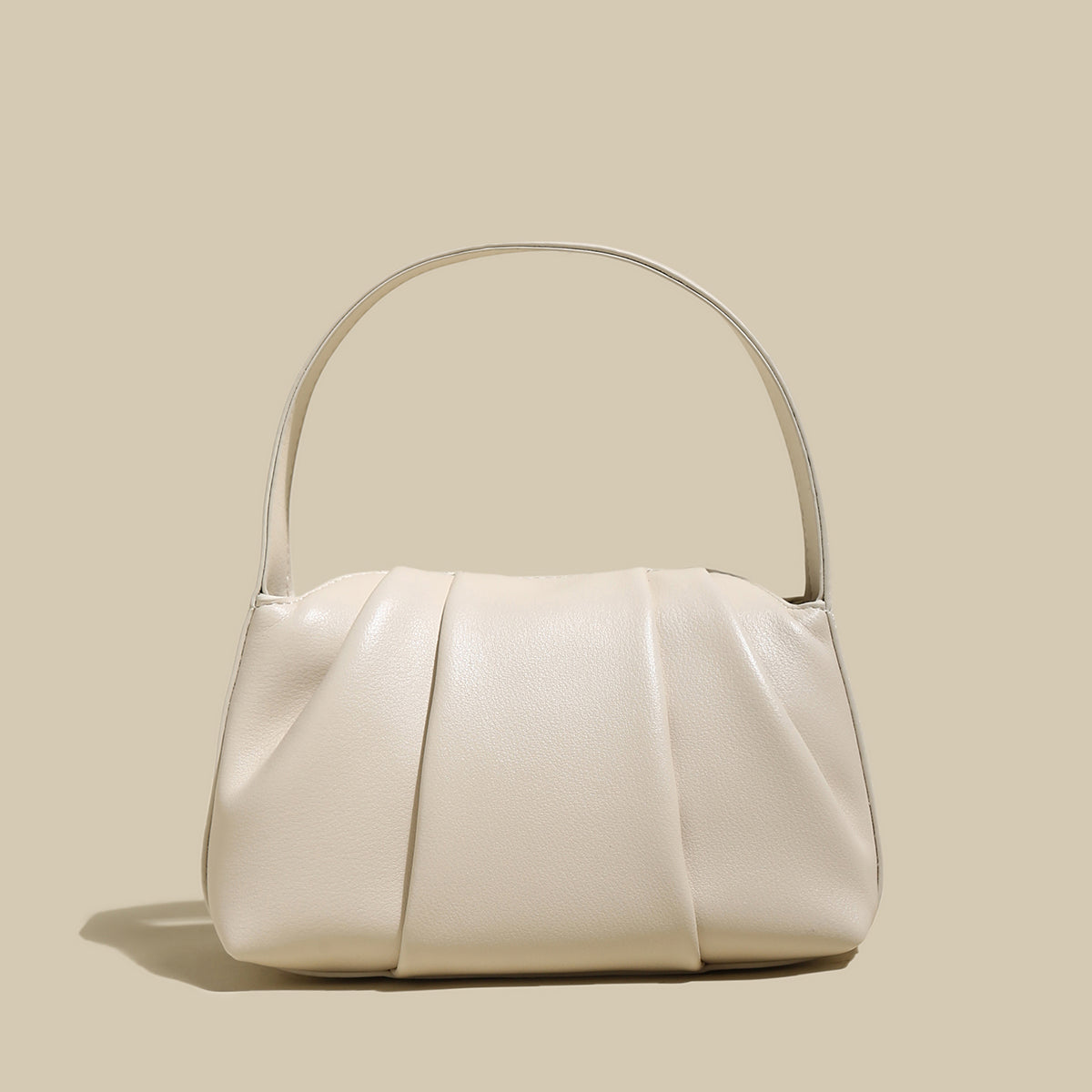 ruched leather handbag ivory 1
