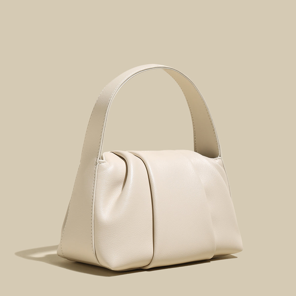 ruched leather handbag ivory 2