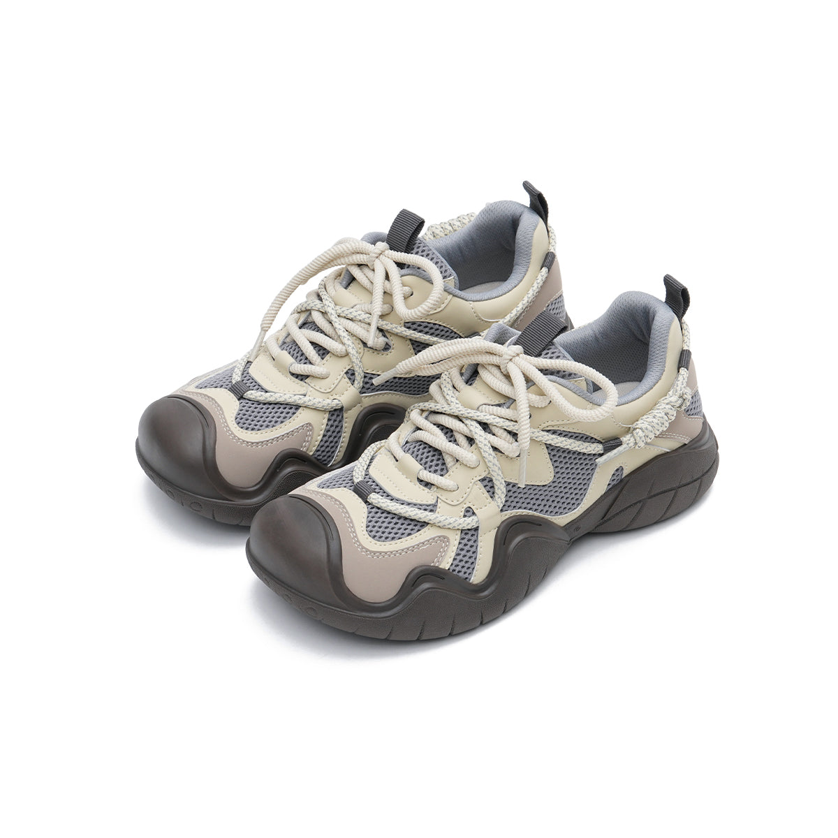 rugged chunky platform sneakers all beige 2
