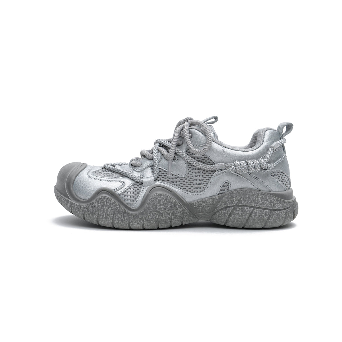 rugged chunky platform sneakers all silver 1