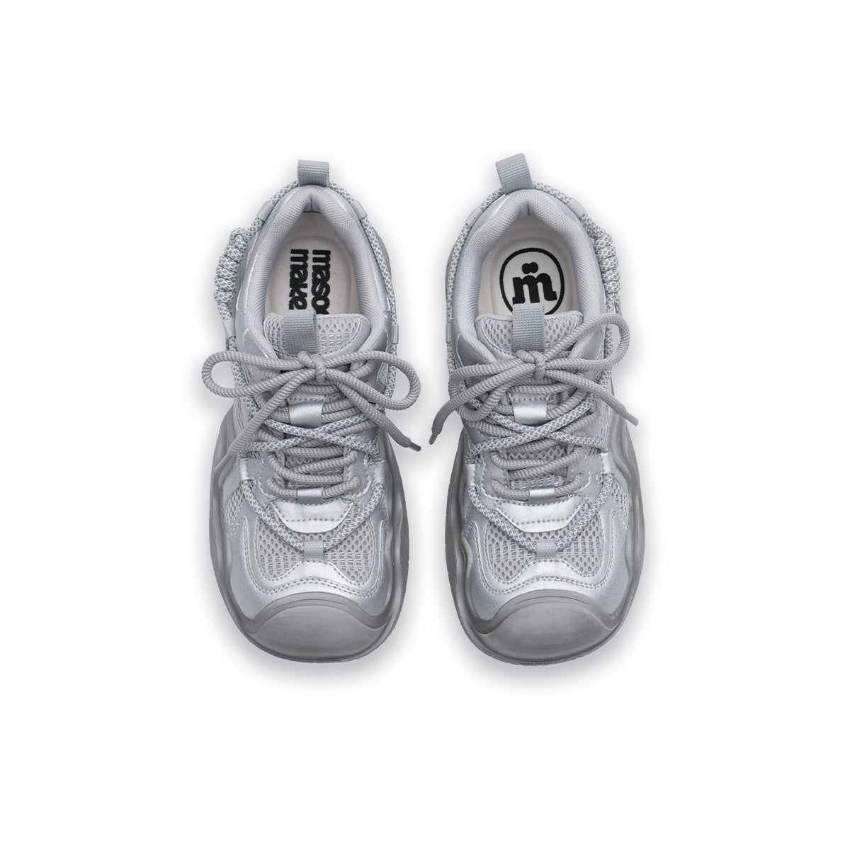 rugged chunky platform sneakers all silver 5