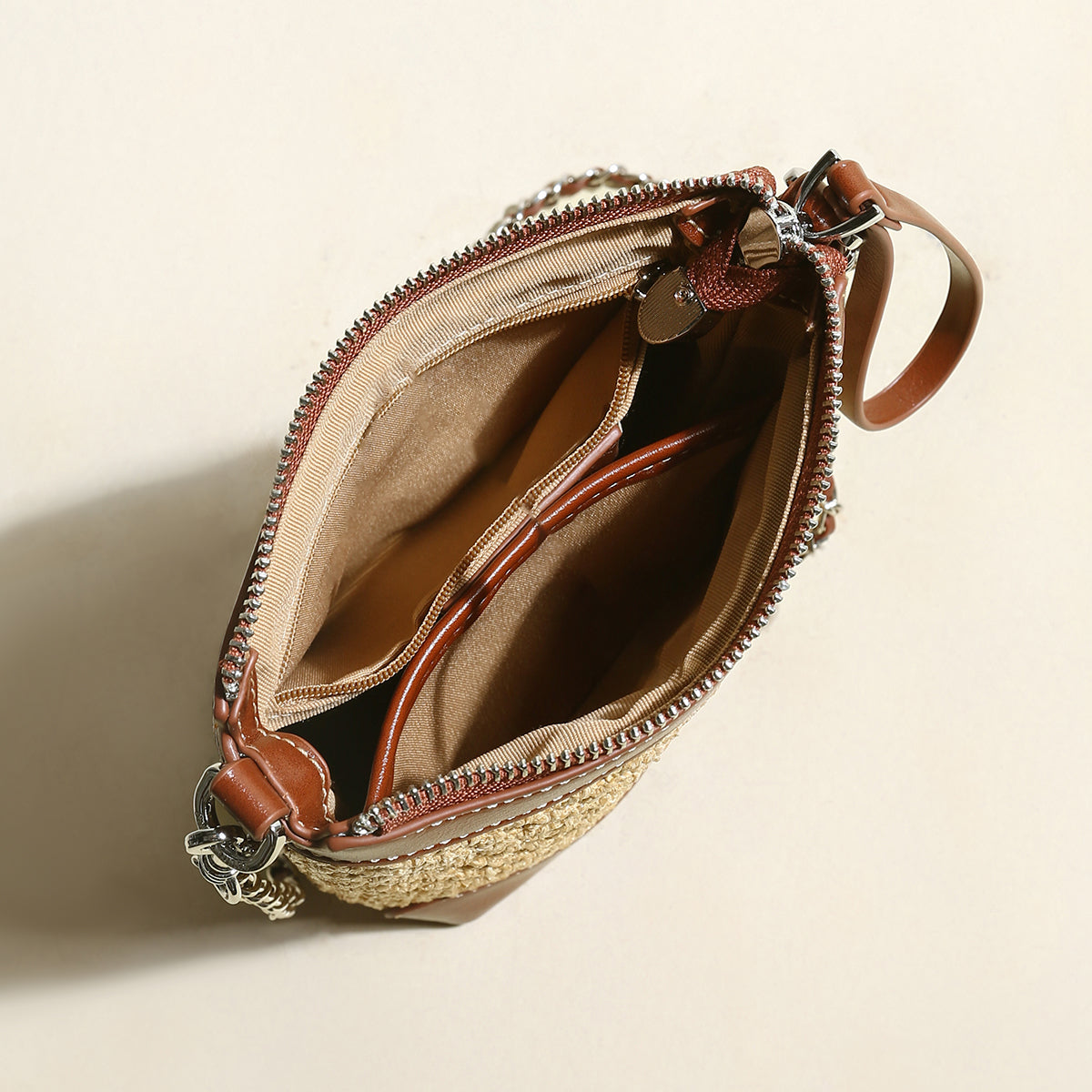 rustic rattan brown bucket bag brown 3