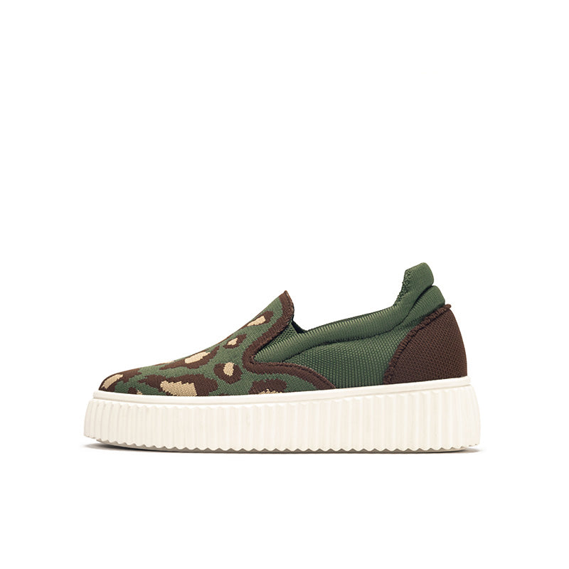 safari thick soled sporty casual slip ons all green 1