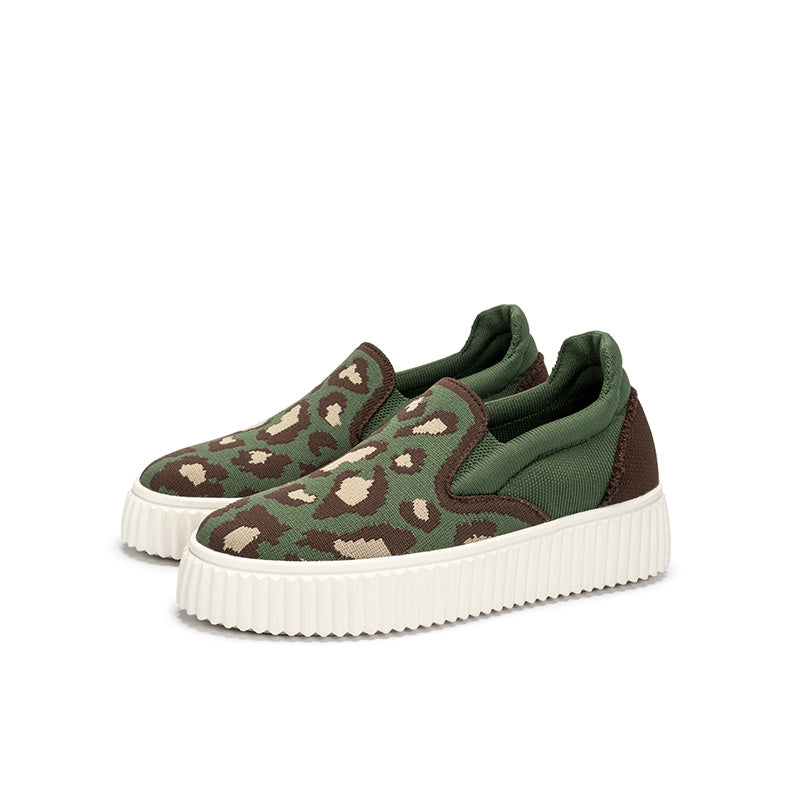 safari thick soled sporty casual slip ons all green 3