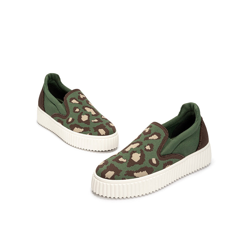 safari thick soled sporty casual slip ons all green 4