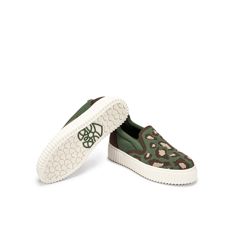 safari thick soled sporty casual slip ons all green 5
