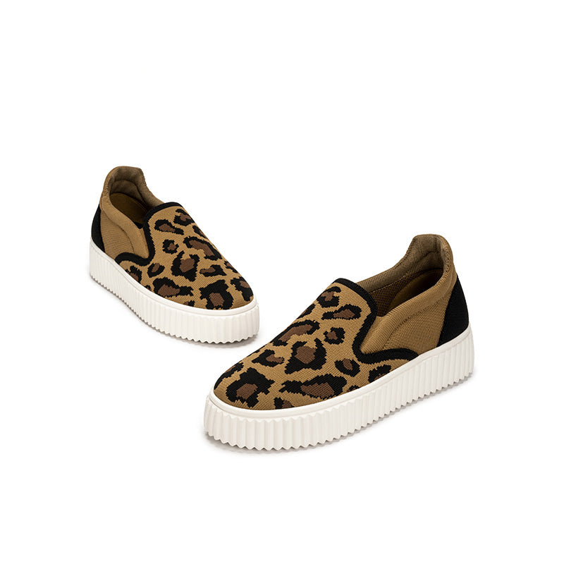 safari thick soled sporty casual slip ons all leopard 2