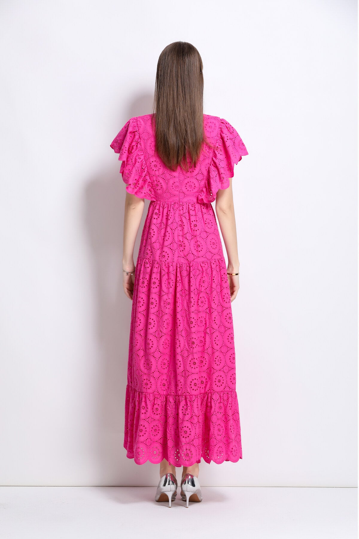 samantha lace cut out ruffle sleeve maxi dress all rose 4