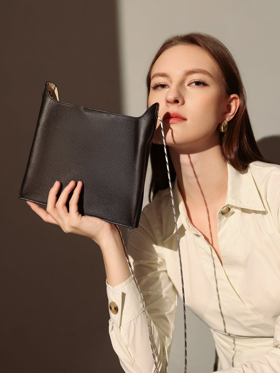 sandra leather shoulder bucket bag black 2