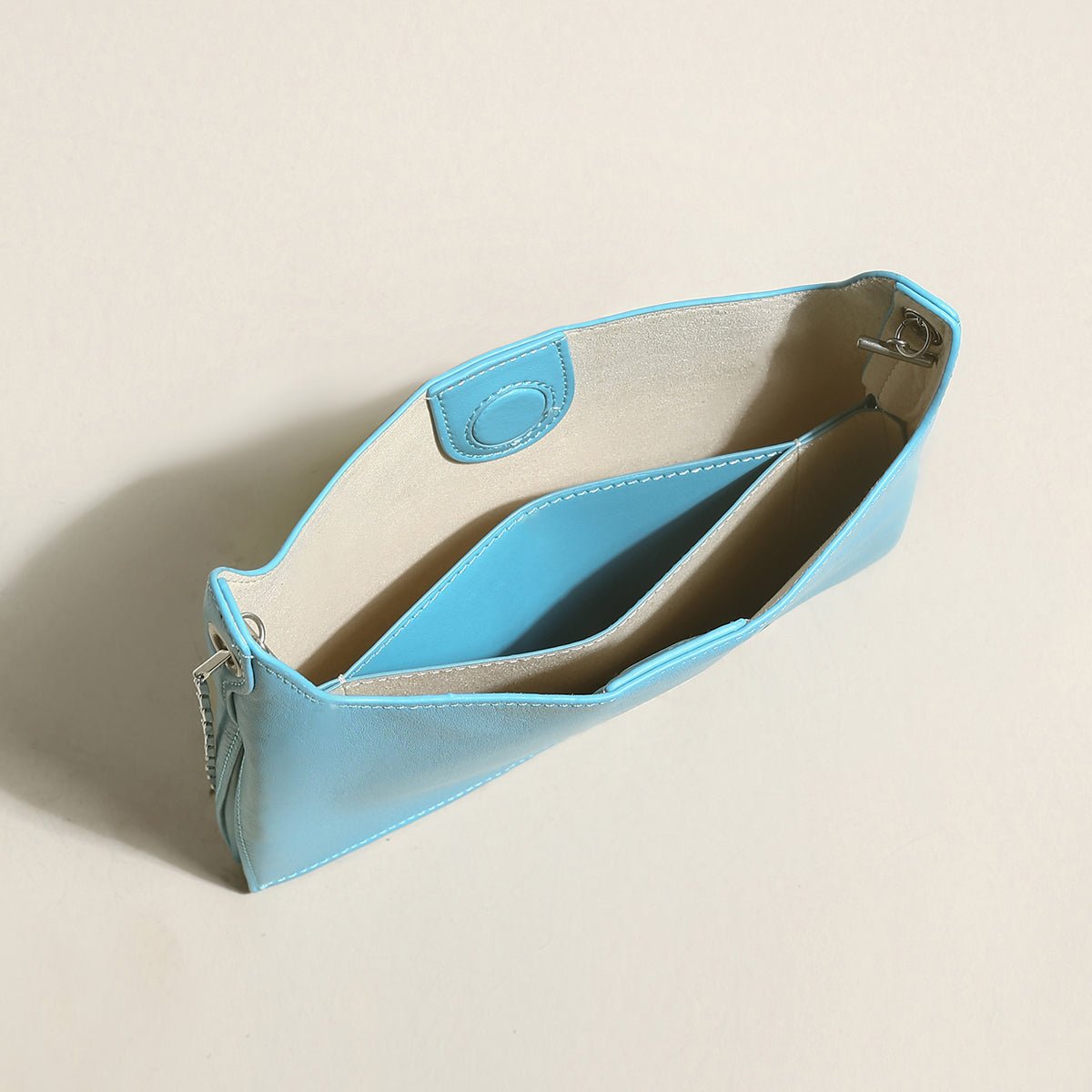 sandra leather shoulder bucket bag blue 3