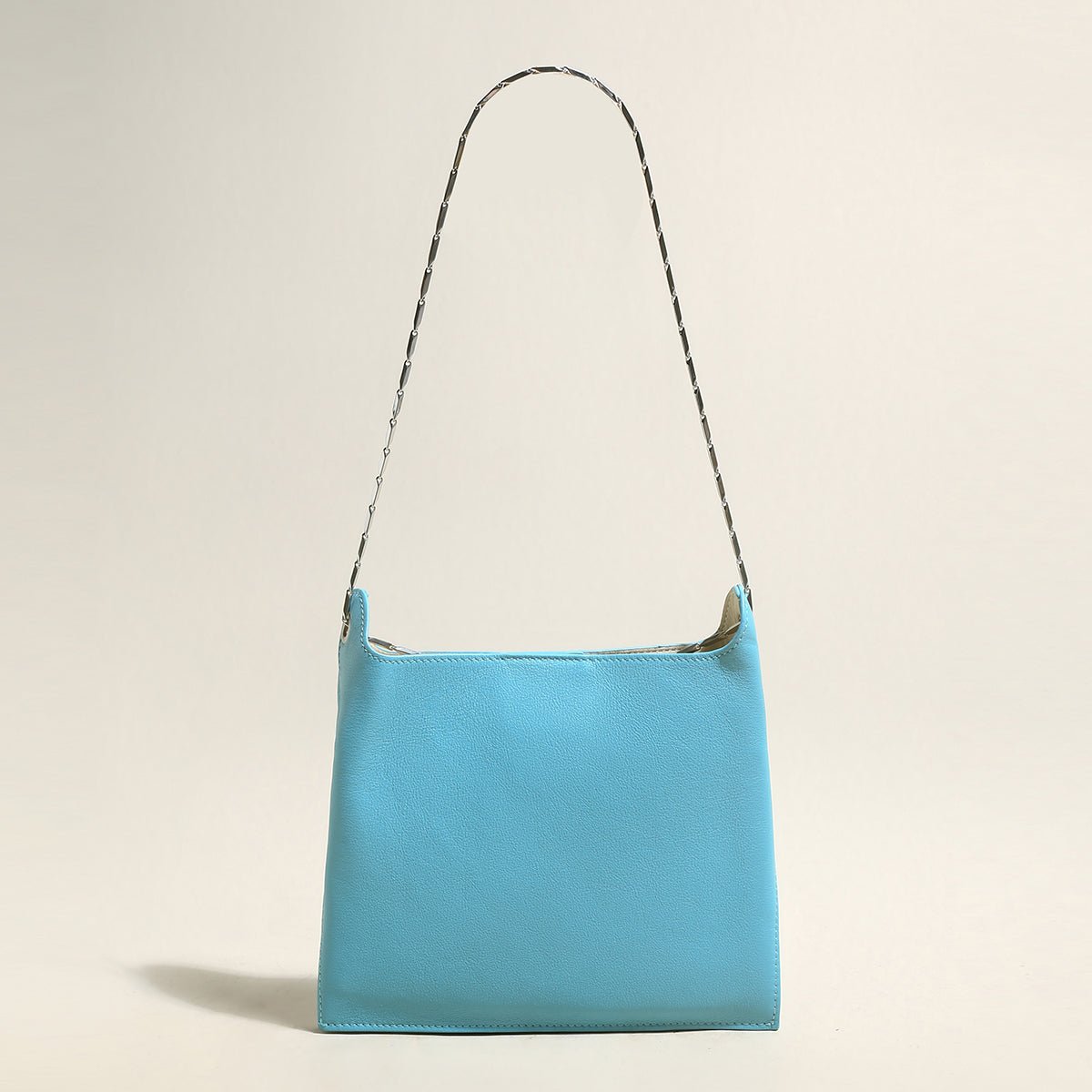 sandra leather shoulder bucket bag blue 1