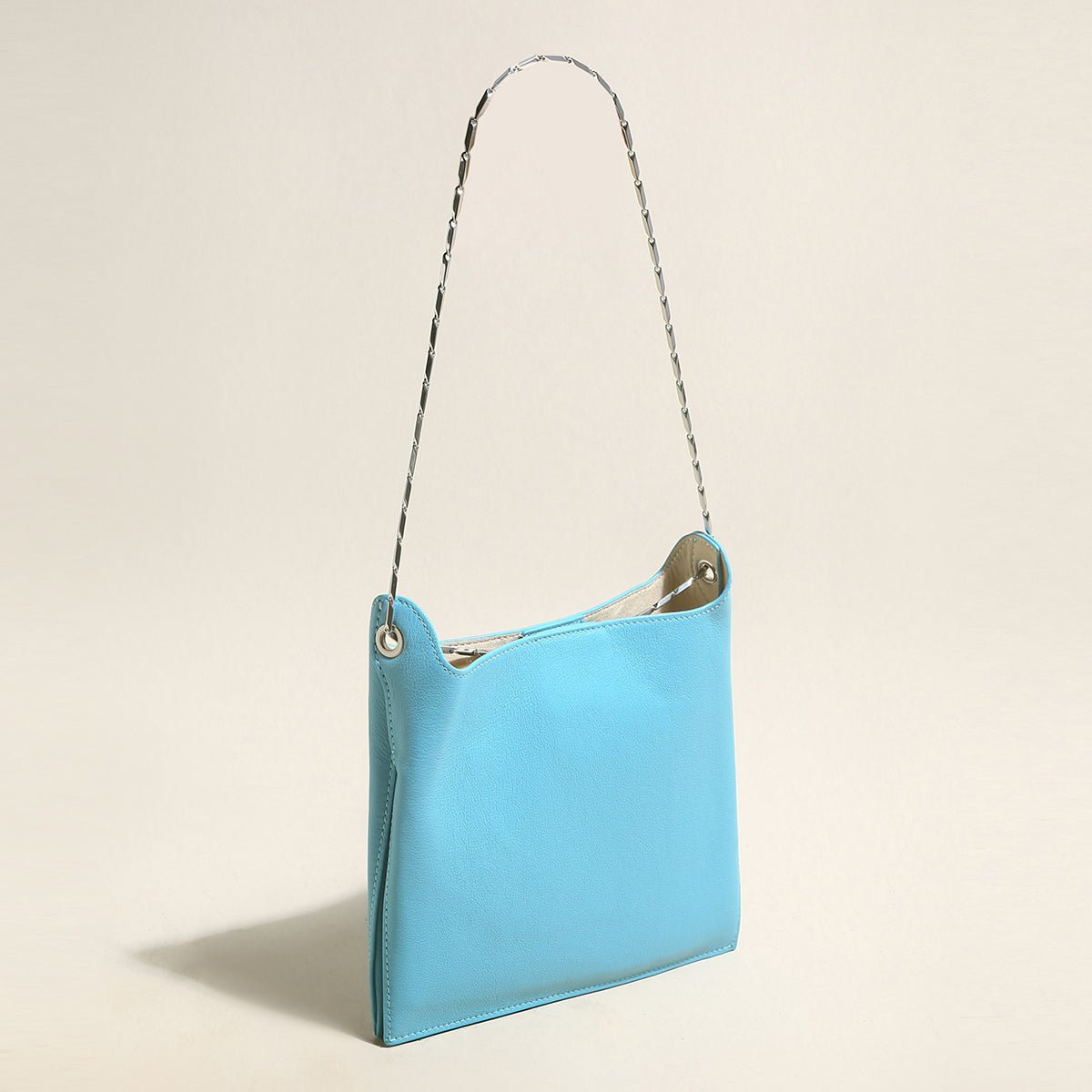 sandra leather shoulder bucket bag blue 2