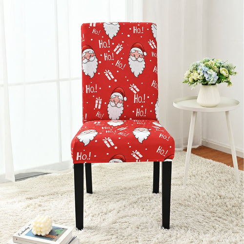 Ho Ho Ho Santa Christmas Chair Cover – Stretch Dining Chair Slipcover