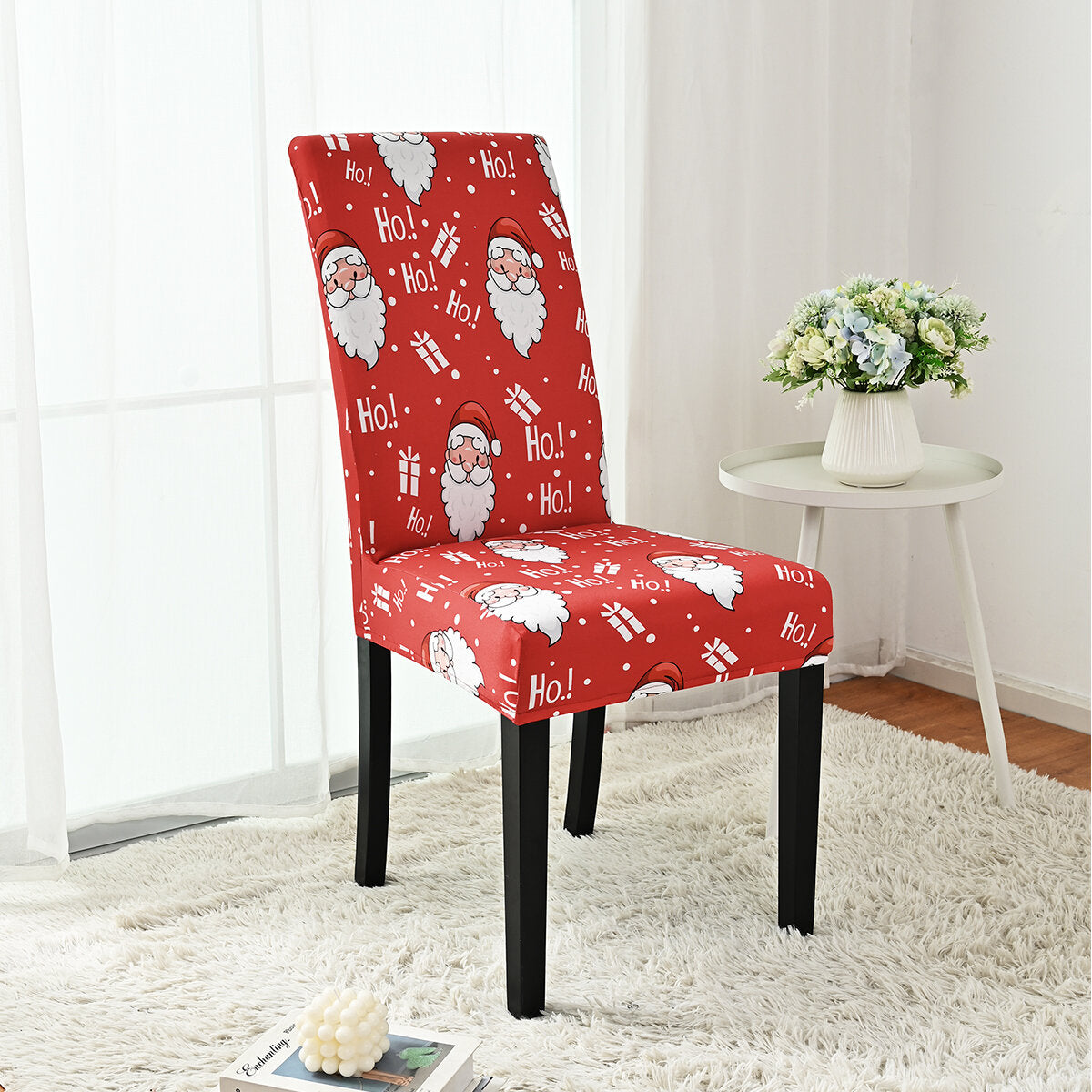 Ho Ho Ho Santa Christmas Chair Cover – Stretch Dining Chair Slipcover