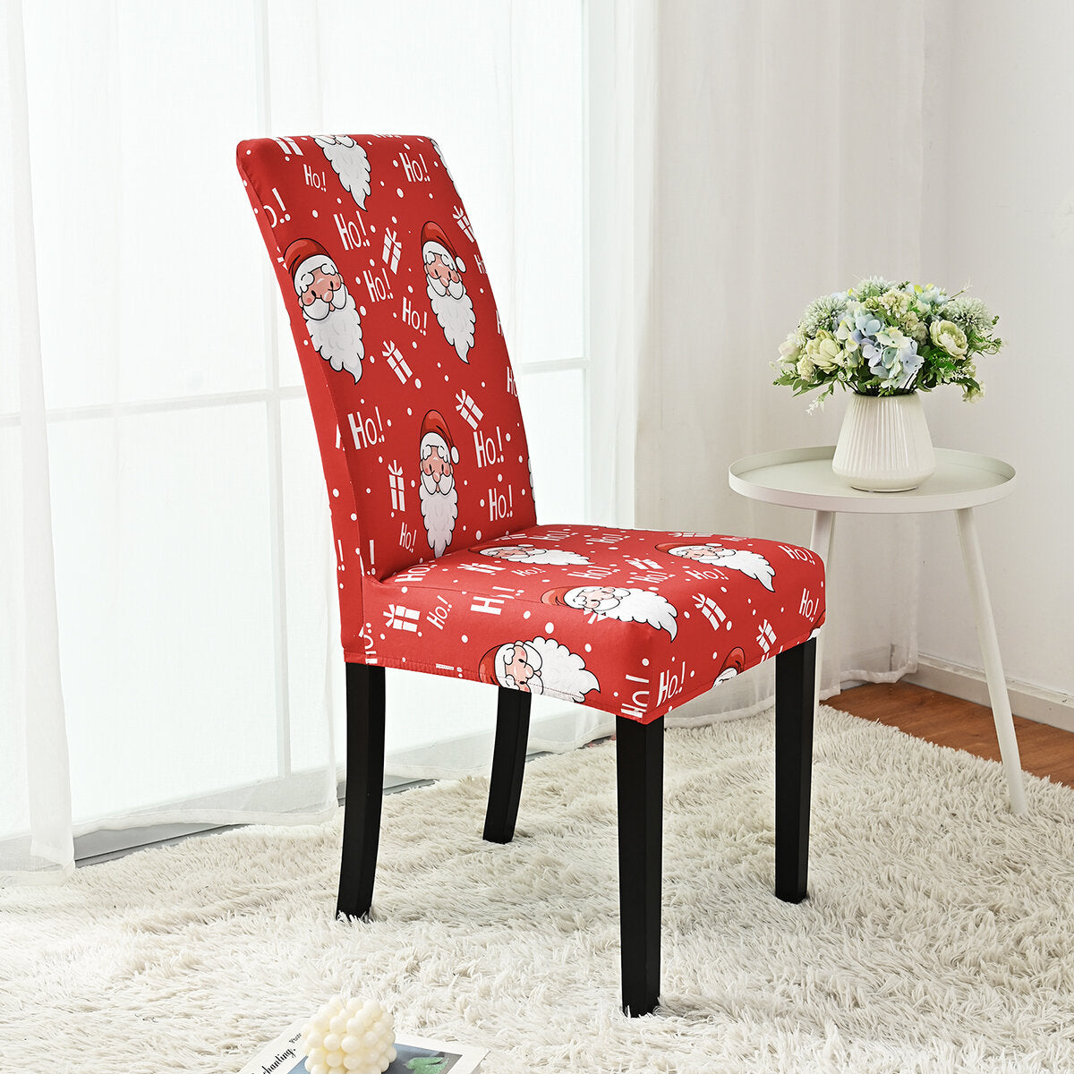 Ho Ho Ho Santa Christmas Chair Cover – Stretch Dining Chair Slipcover