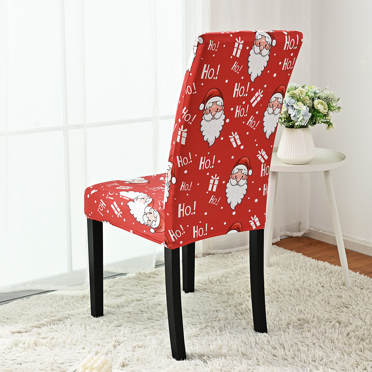 Ho Ho Ho Santa Christmas Chair Cover – Stretch Dining Chair Slipcover