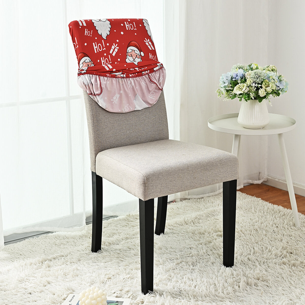 Ho Ho Ho Santa Christmas Chair Cover – Stretch Dining Chair Slipcover