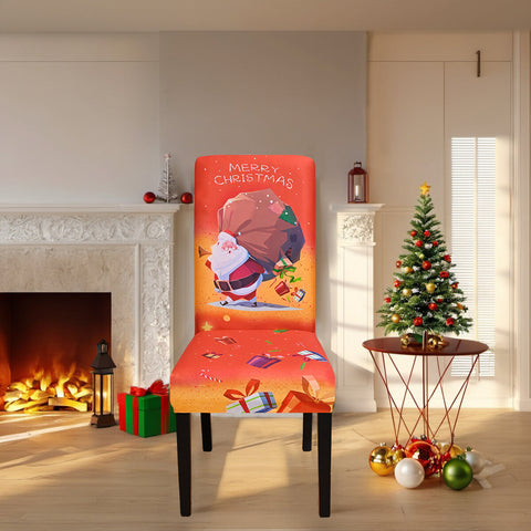Merry Christmas Santa Gift Chair Cover – Stretch Dining Chair Slipcover