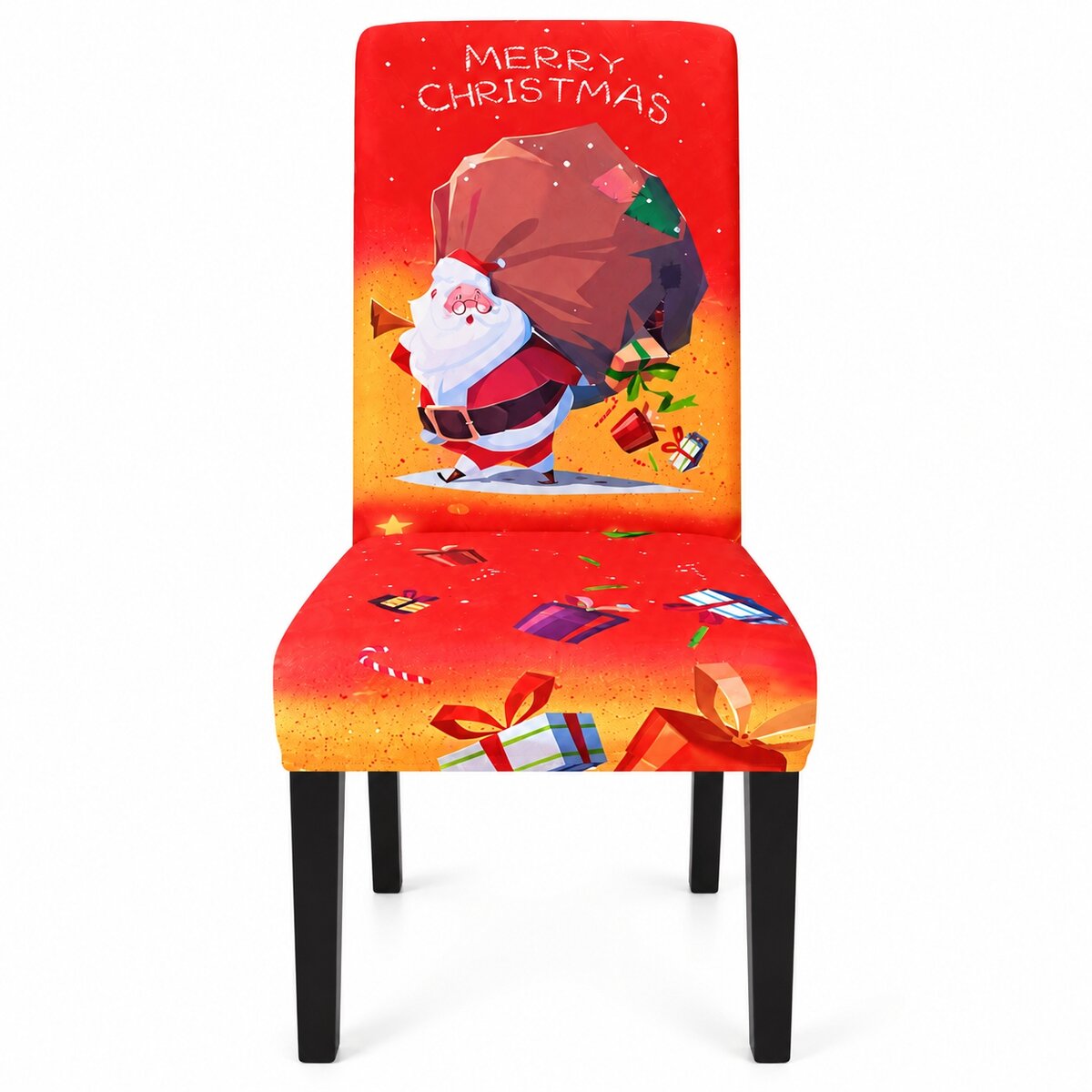 Merry Christmas Santa Gift Chair Cover – Stretch Dining Chair Slipcover