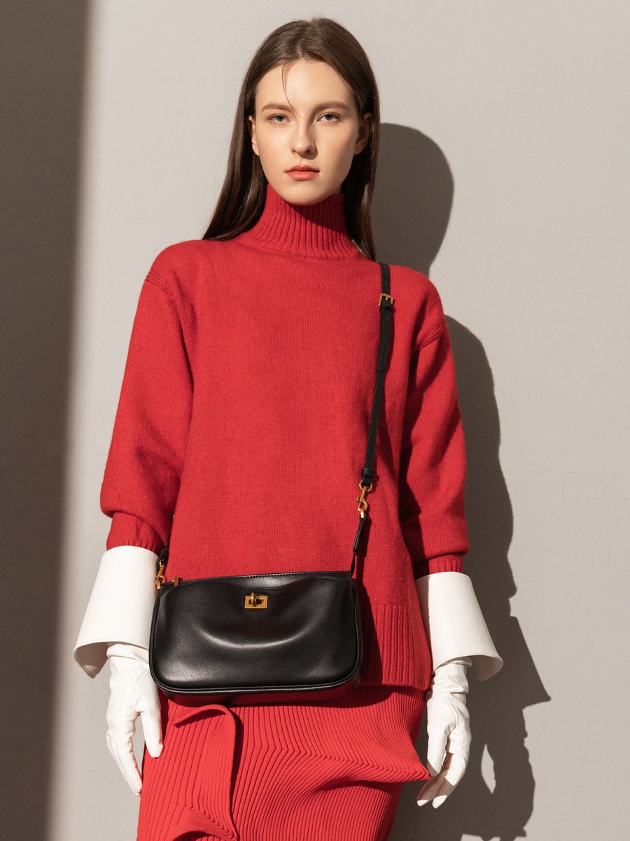 santa monica leather shoulder bag gold 6.JPG