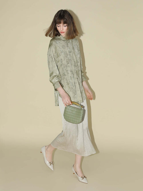 satin champagne pleated flowing a line skirt all champagne 1