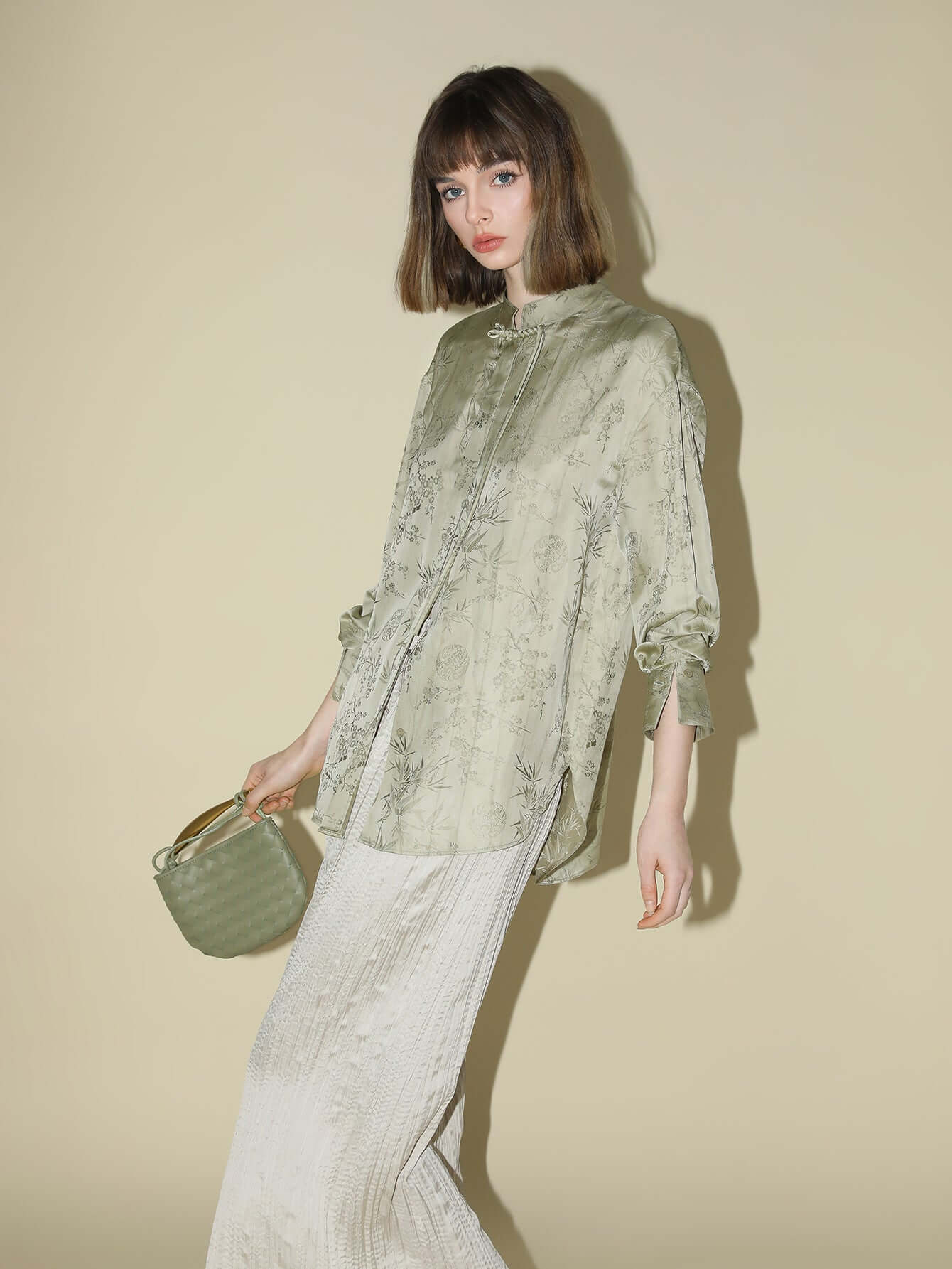 satin champagne pleated flowing a line skirt all champagne 2