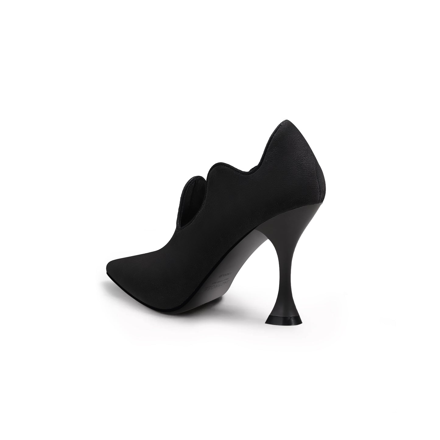 scallop wavy suede stiletto pumps all black 4