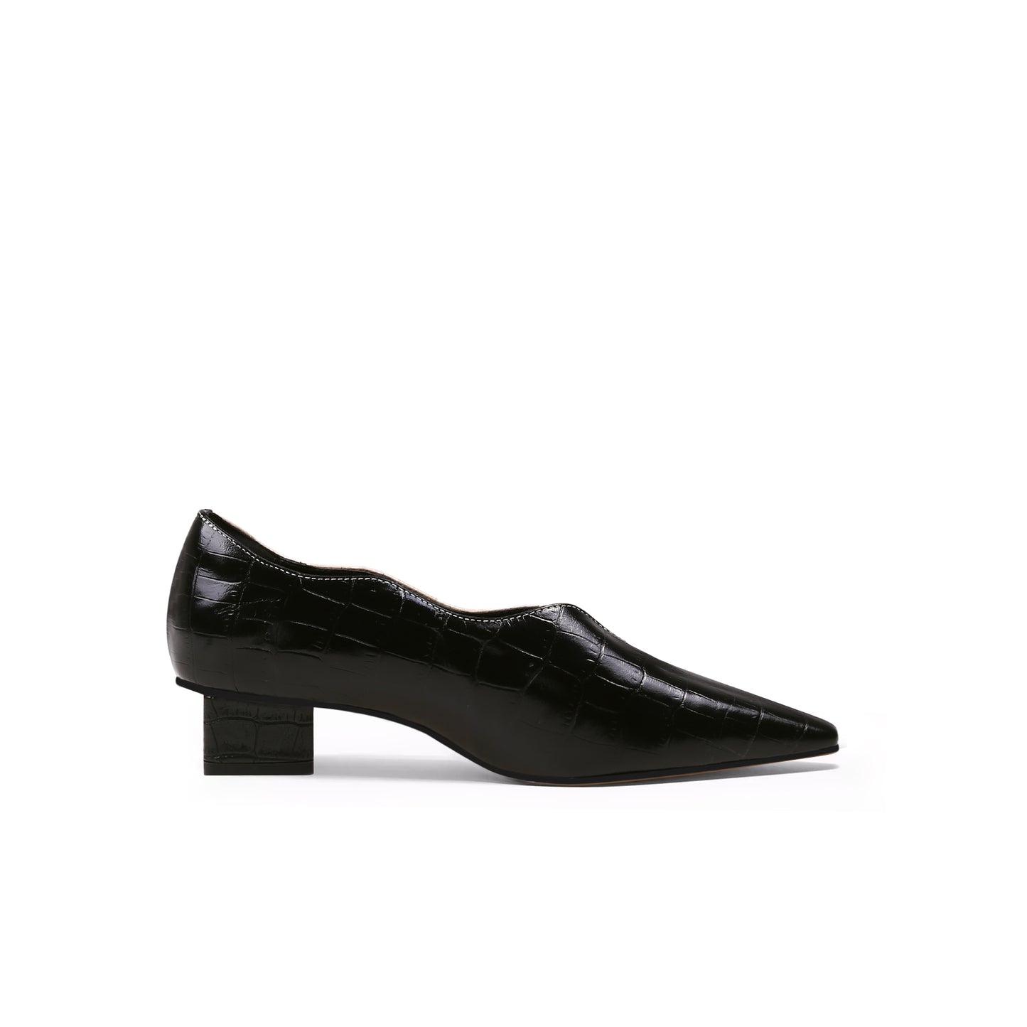 scalloped block heel pumps all apricot 3