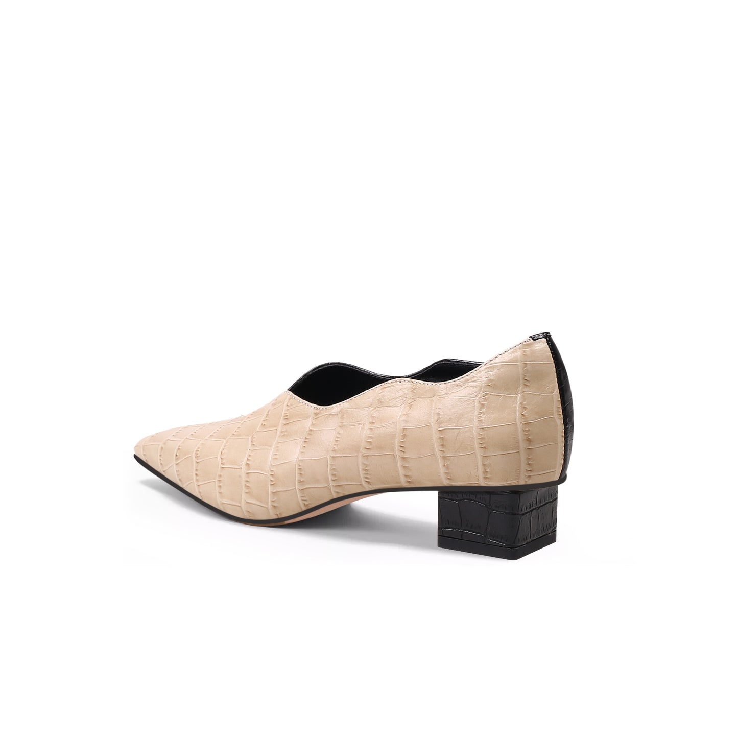 scalloped block heel pumps all apricot 4