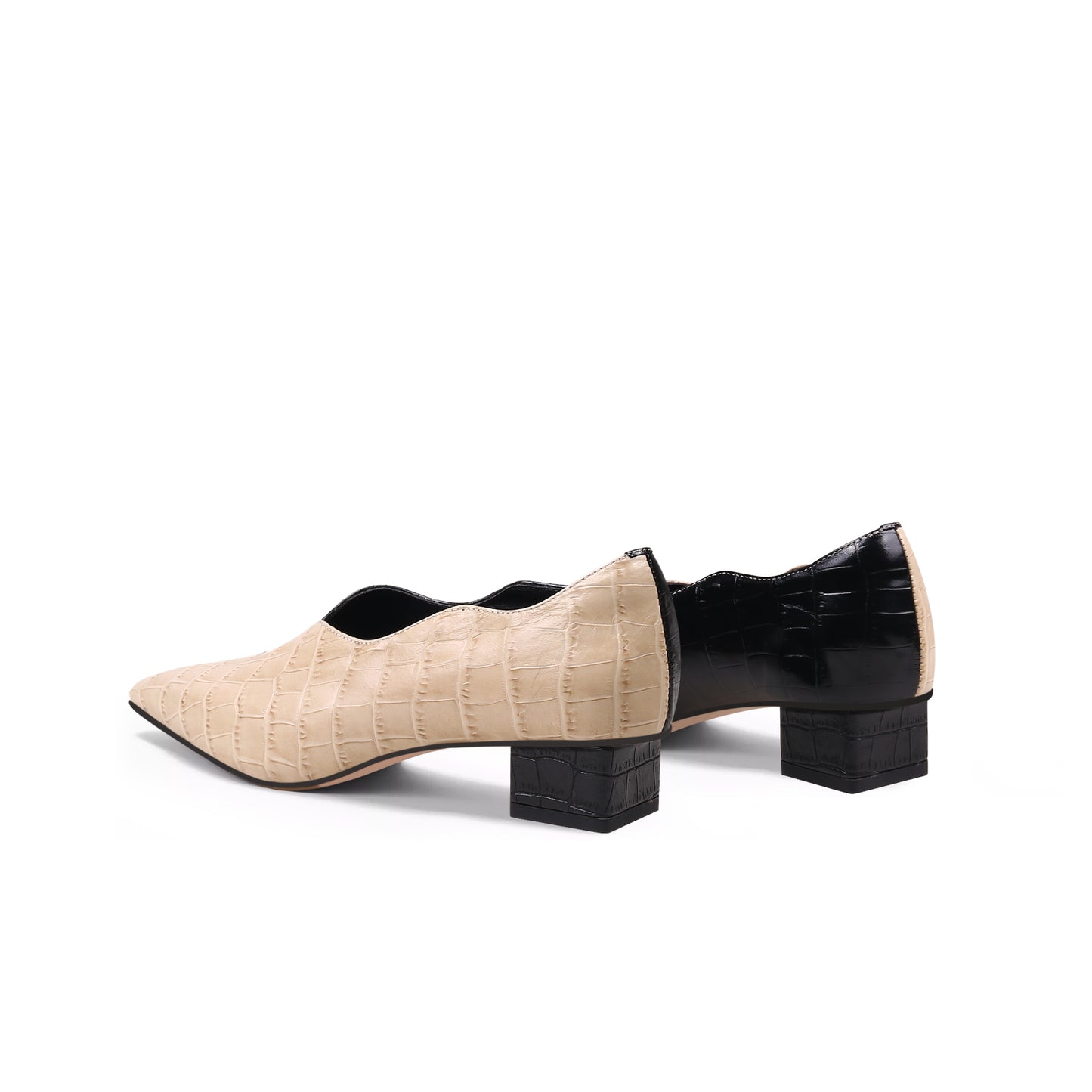scalloped block heel pumps all apricot 5