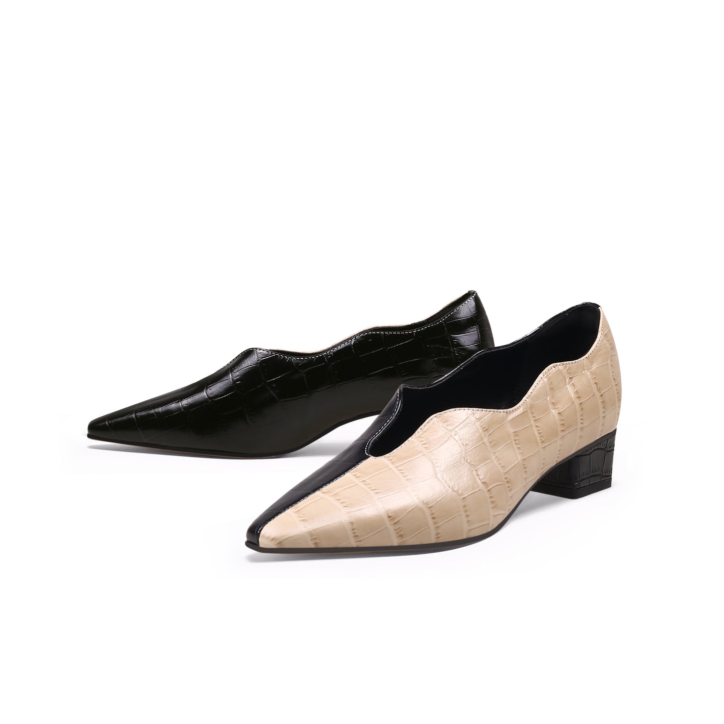 scalloped block heel pumps all apricot 6