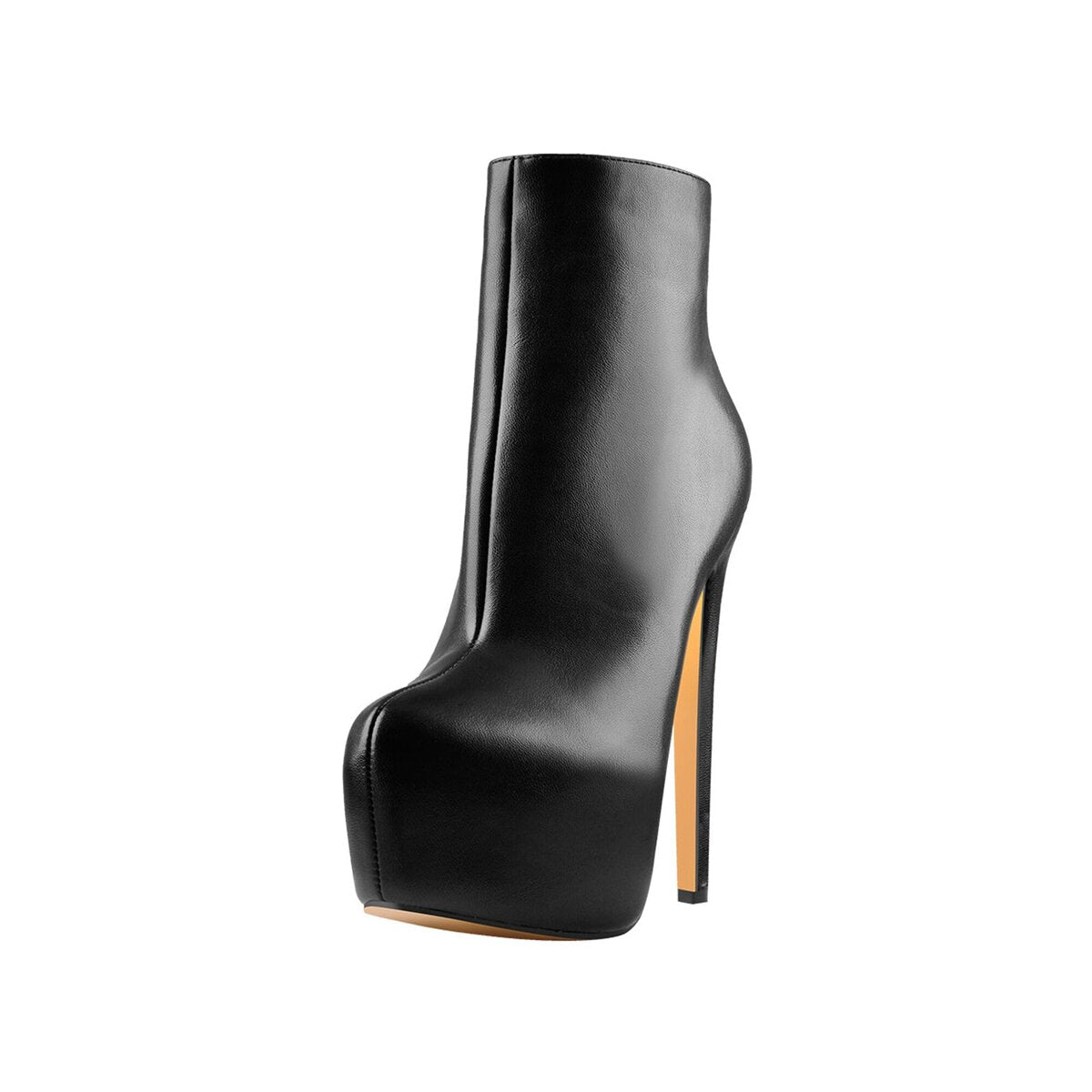 Sculpted Leather Platform Ankle Boots with Stiletto Heel