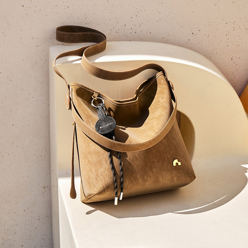 Sculpted Scoop Slouchy Leather Hobo Shoulder Bag with Cord Charm
