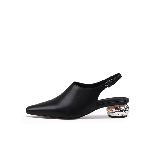 sculptural ball heel slingback sandals all black 1