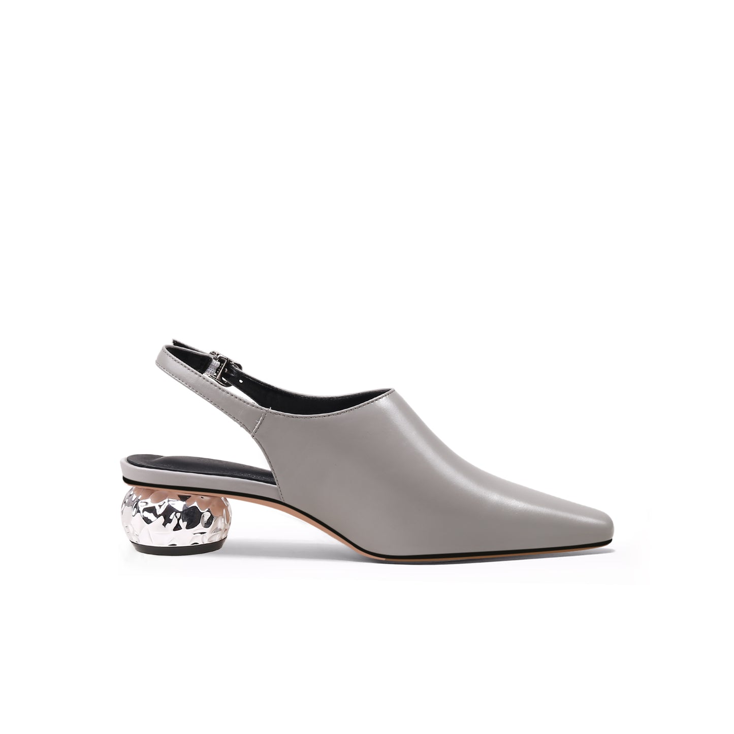 sculptural ball heel slingback sandals all grey 3