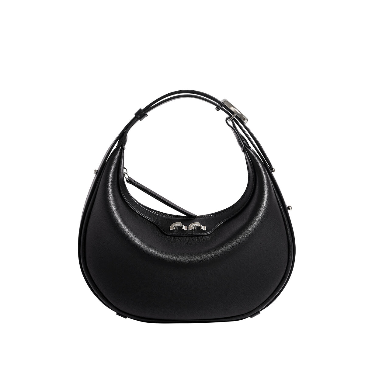 Sculptural Half Moon Calf Leather Crescent Shoulder Bag