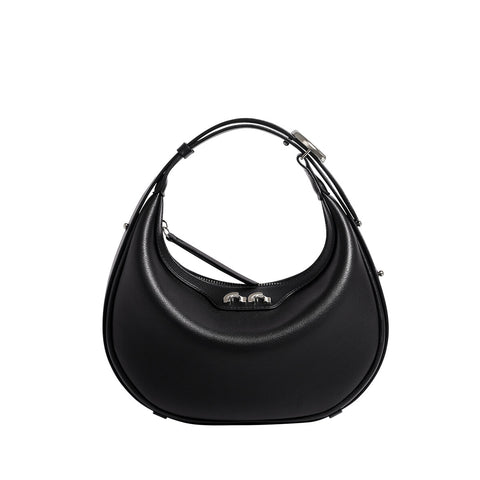 Sculptural Half Moon Calf Leather Crescent Shoulder Bag