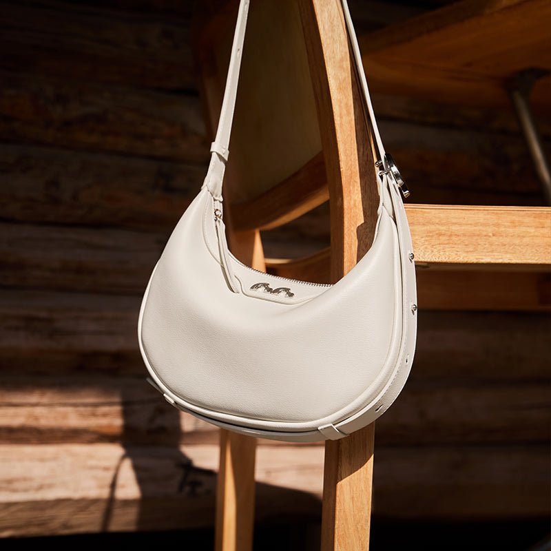 Sculptural Half Moon Calf Leather Crescent Shoulder Bag