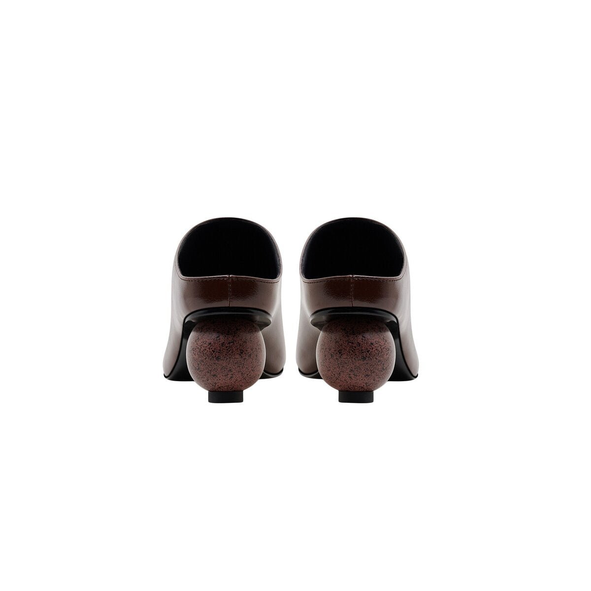 Sculptural Sphere Heel Pointed Toe Leather Mules