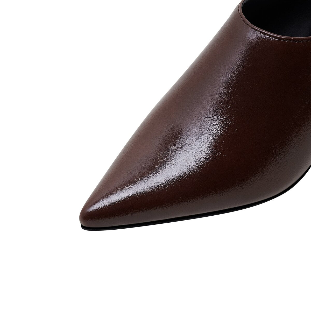 Sculptural Sphere Heel Pointed Toe Leather Mules