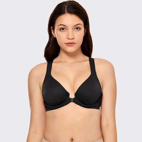 Seamless Front Closure Mesh Wing Underwire Bra