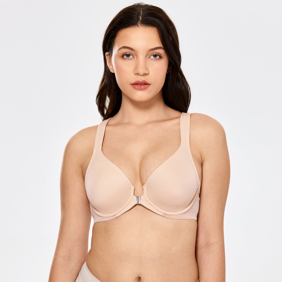 Seamless Front Closure Mesh Wing Underwire Bra