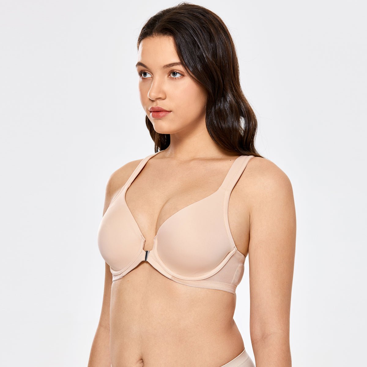 Seamless Front Closure Mesh Wing Underwire Bra