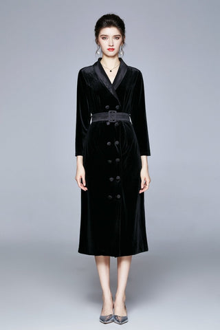 Seductive French Velvet Coat Dress