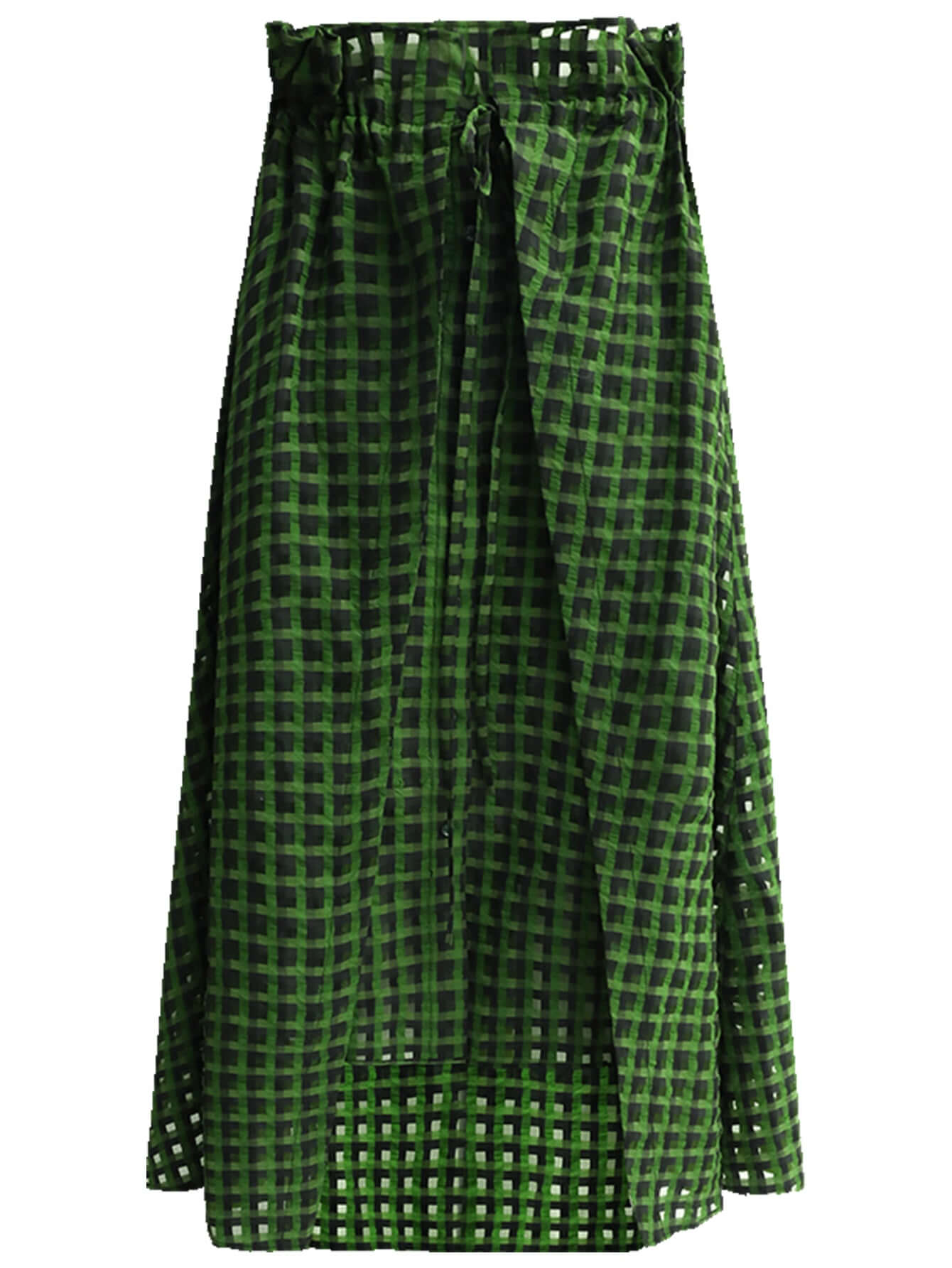 semi sheer checkered green skirt all green 4