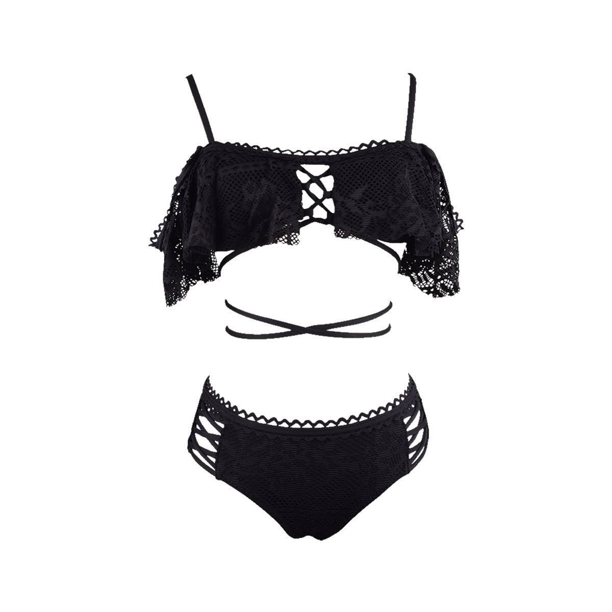 sensual lace bikini swimwear all black 4